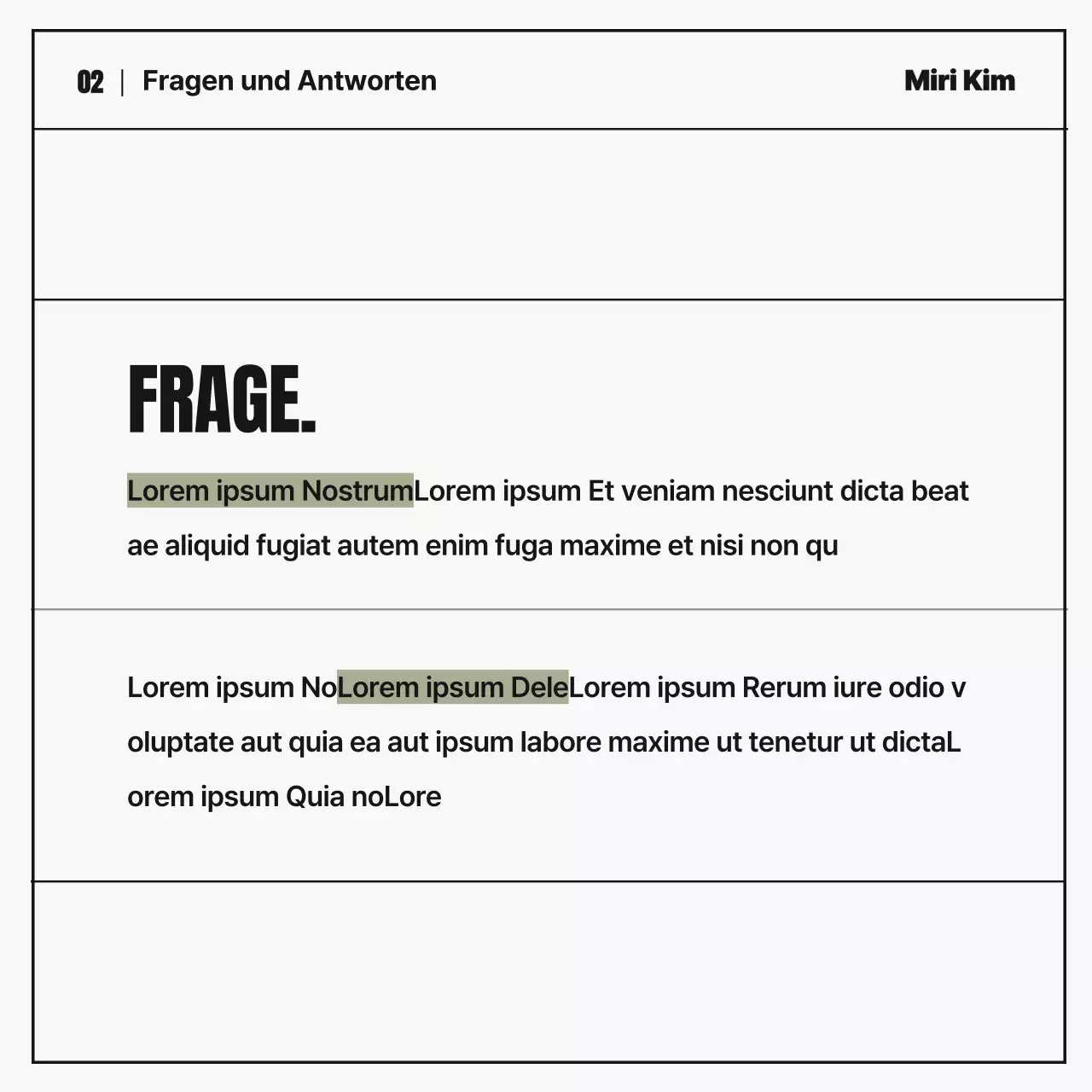 Einfaches Unternehmensporträt Interview Magazin in schwarz-weiß und khaki