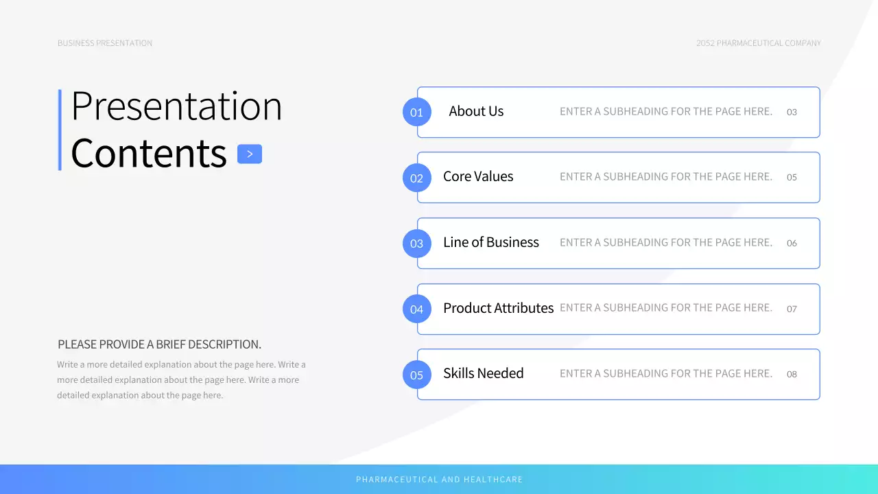 블루 모던 헬스케어 프리젠테이션