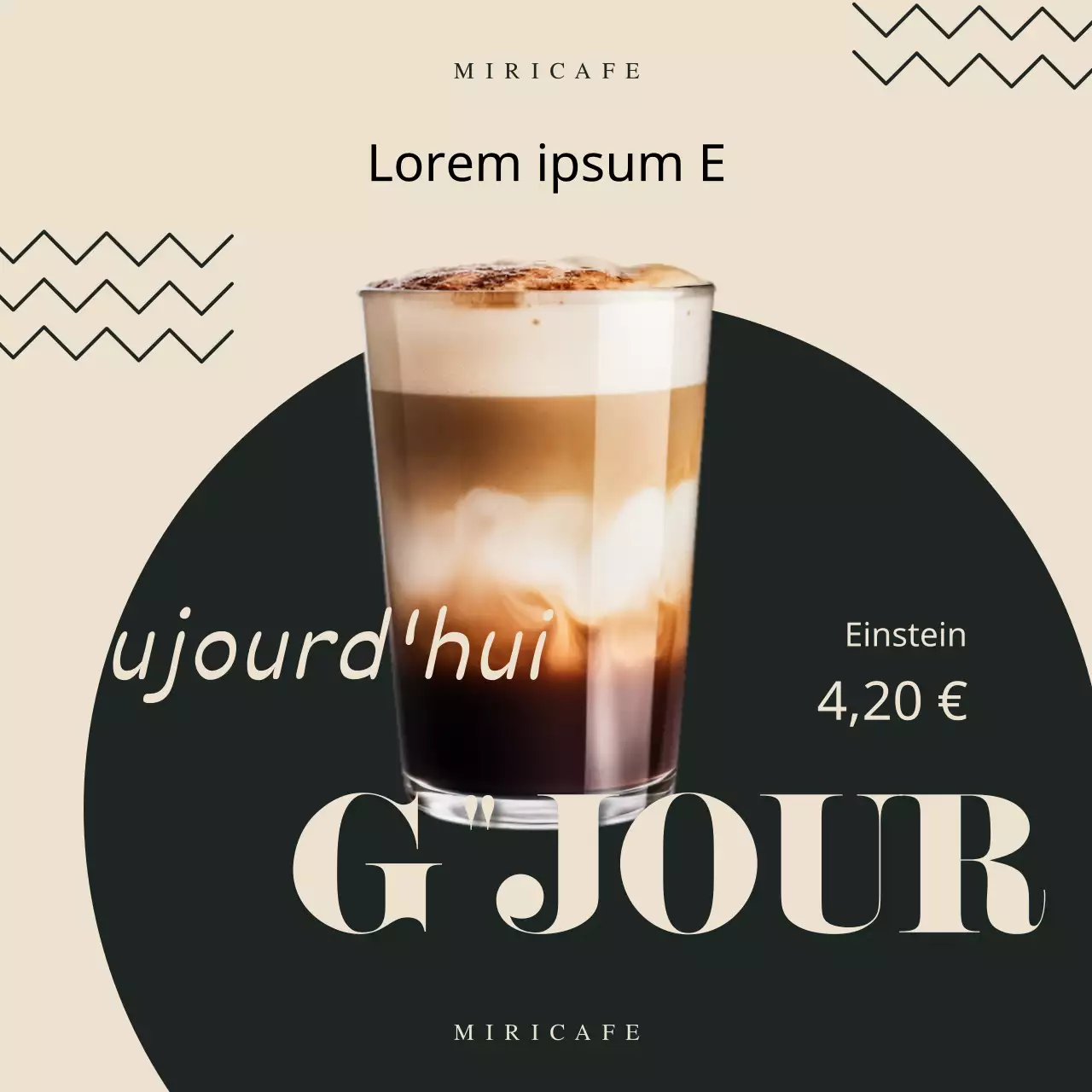 Une publicité simple pour la marque d'un café en vert et ivoire