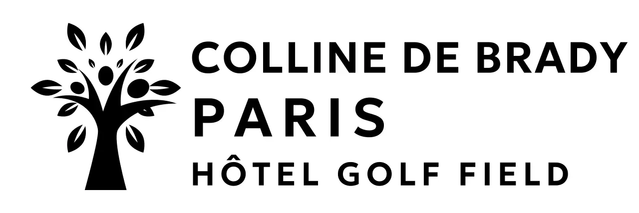 Logo de la marque d'un hôtel de golf avec illustration d'un arbre
