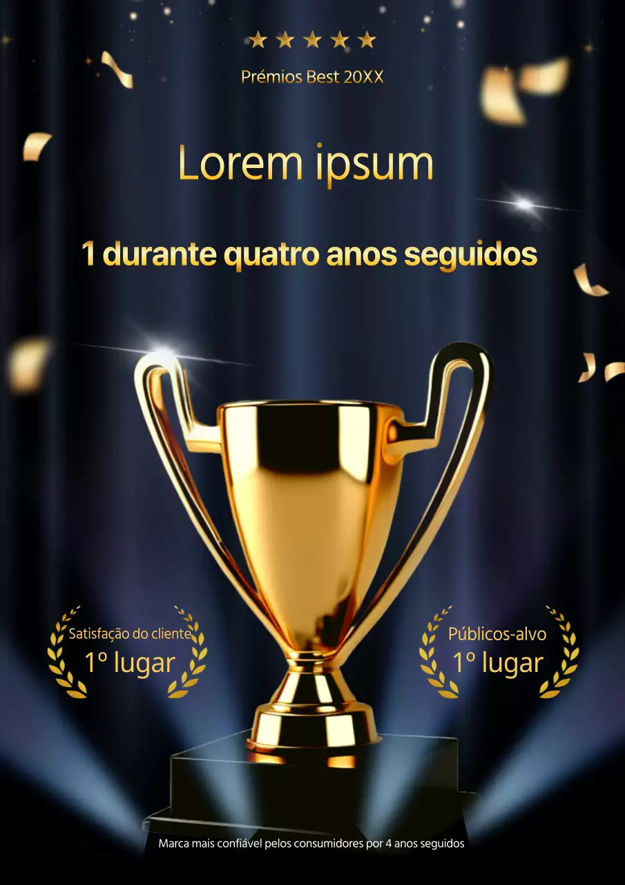 Promover a apreciação luxuosa do cliente em azul-marinho e dourado