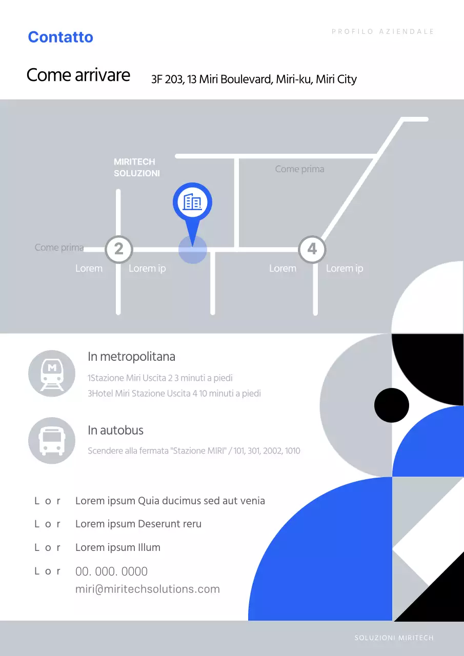 Una moderna lettera aziendale in blu e nero