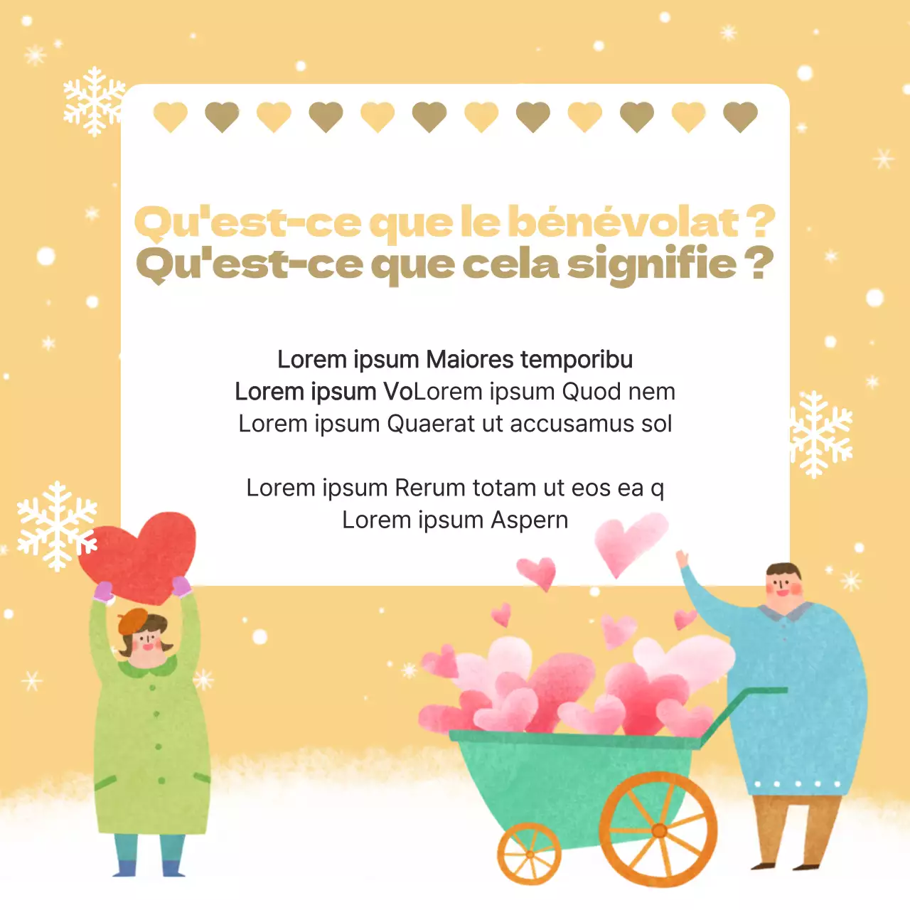 Faites la promotion de votre recrutement de volontaires pour l'hiver avec du jaune et du bleu clair.