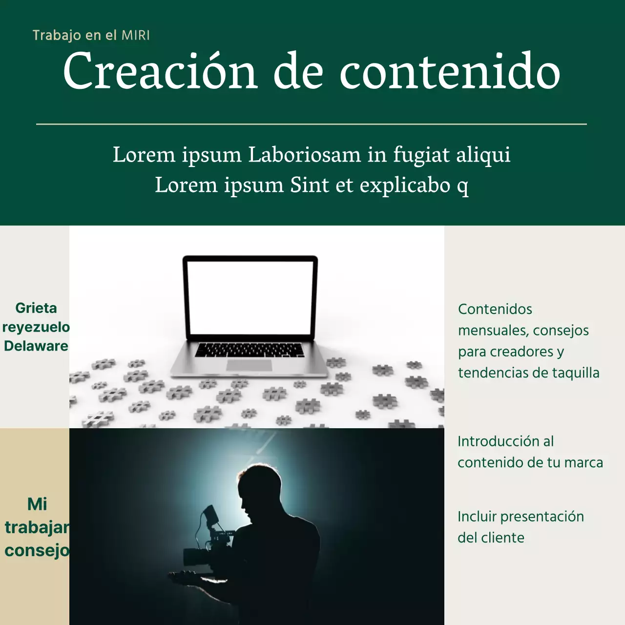 Moderno anuncio de contratación de personal en verde y beige