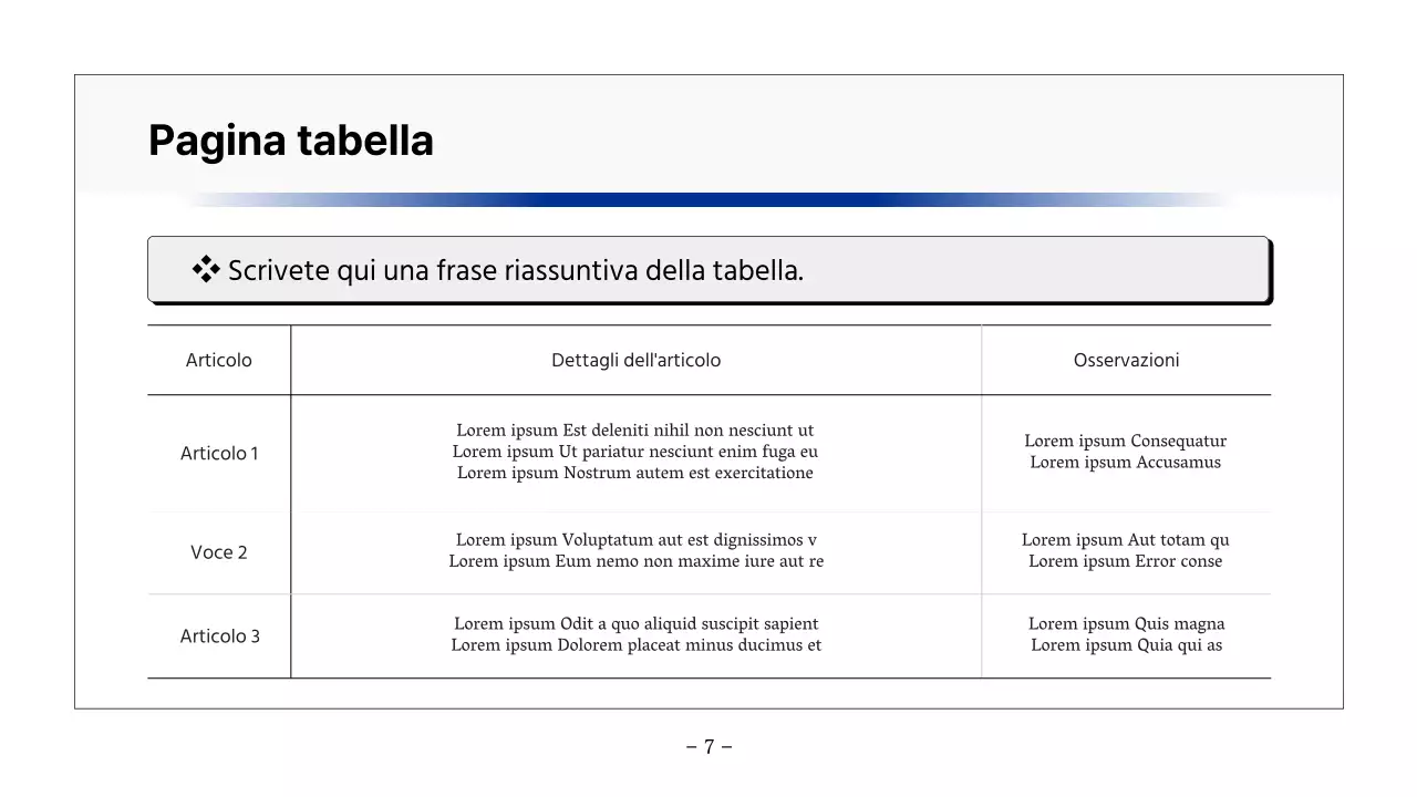 Semplice relazione stampabile in nero e blu navy