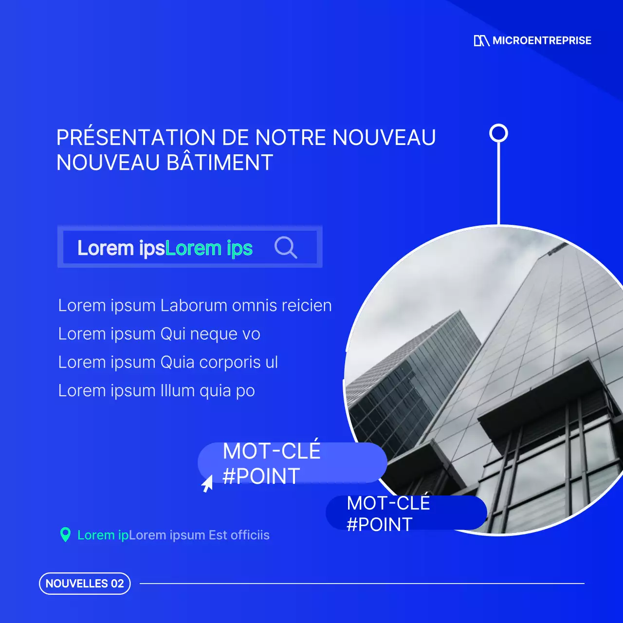 Une simple lettre d'information commerciale bleue et blanche