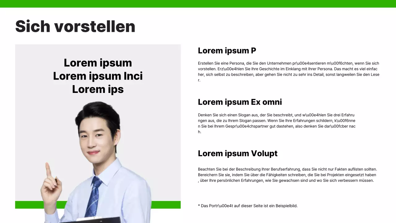 Ein einfaches Karriereportfolio in Grün