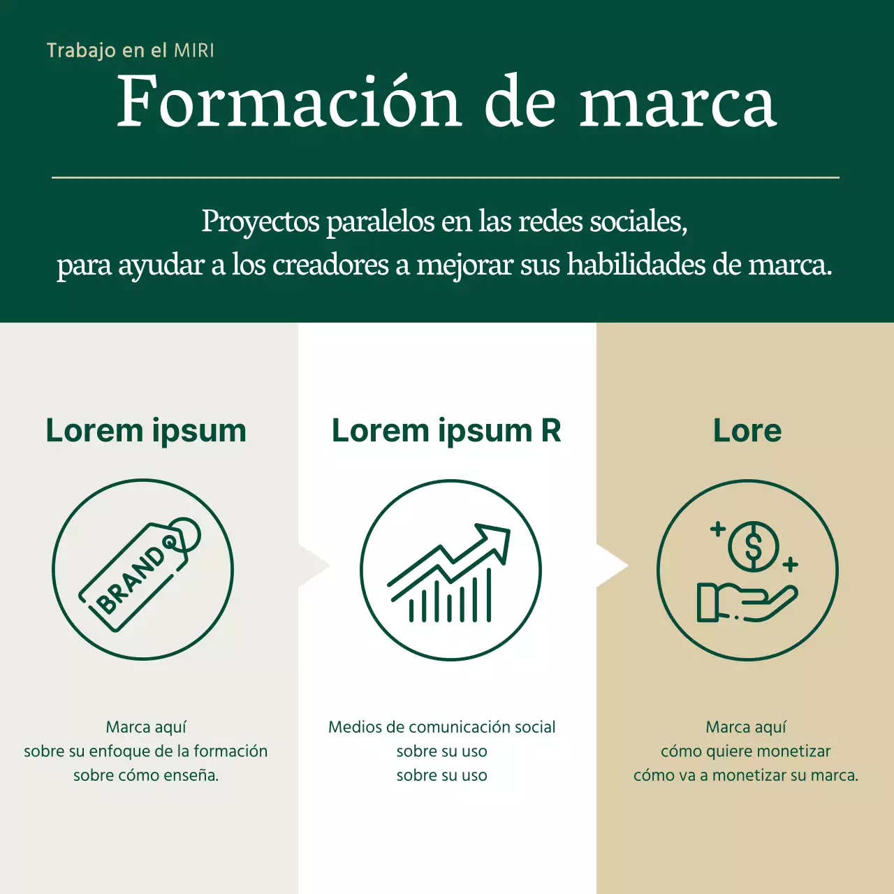 Moderno anuncio de contratación de personal en verde y beige