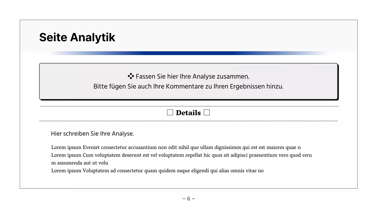 Einfacher druckbarer Bericht in Schwarz und Marineblau