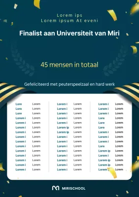 Aankondiging van succesvolle kandidaten in groen en goud