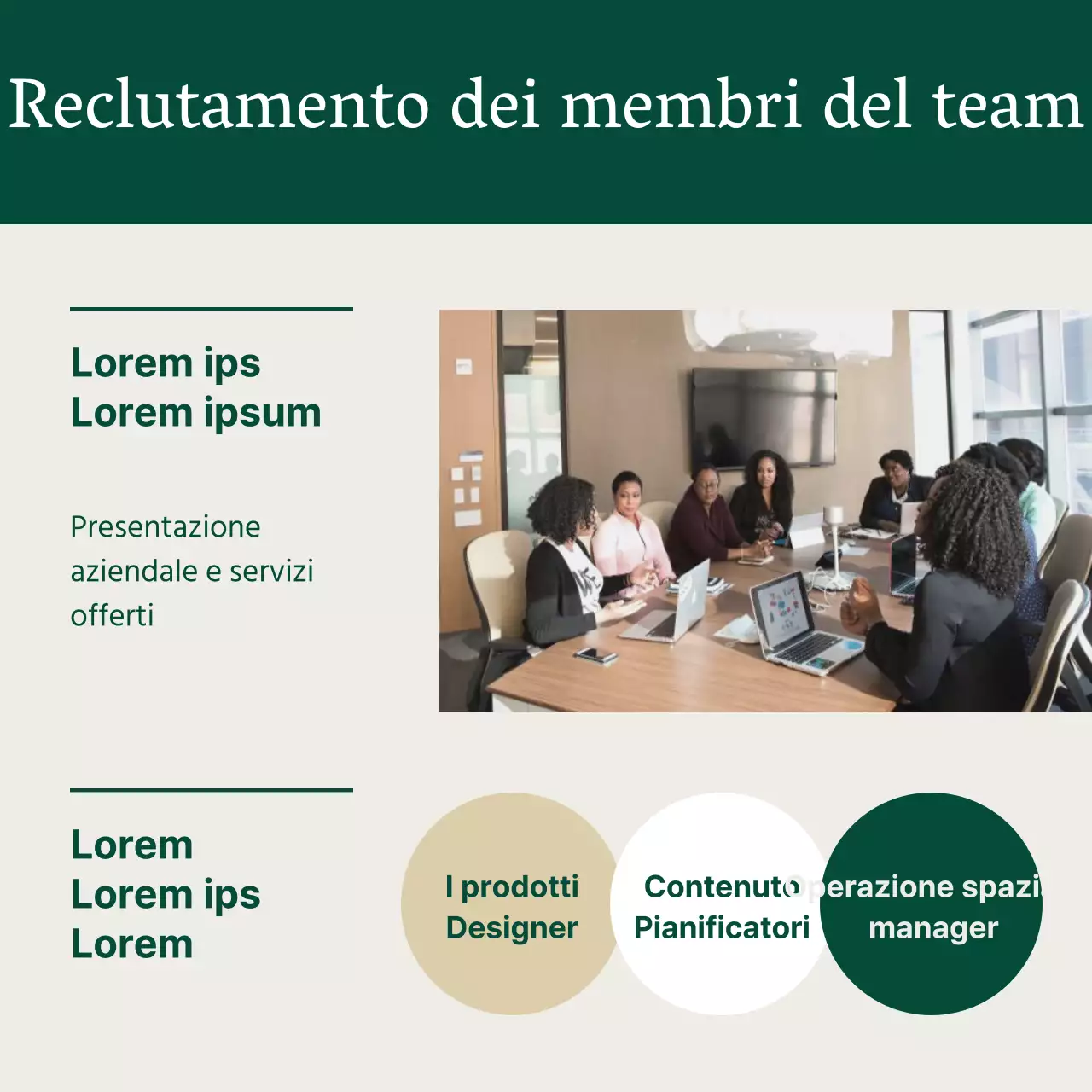 Annuncio moderno di reclutamento di team in verde e beige