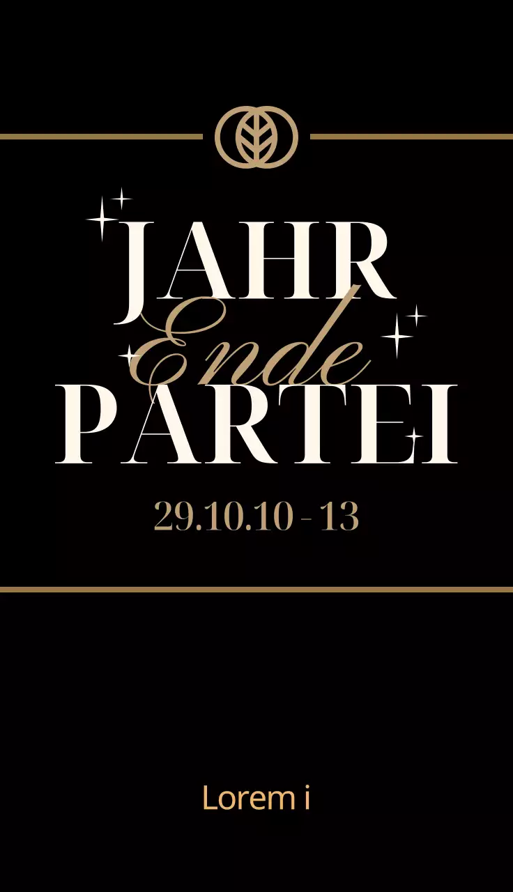 Ende des Jahres Party Veranstaltung Lotterie mit goldenen Akzenten auf einem schwarzen Hintergrund