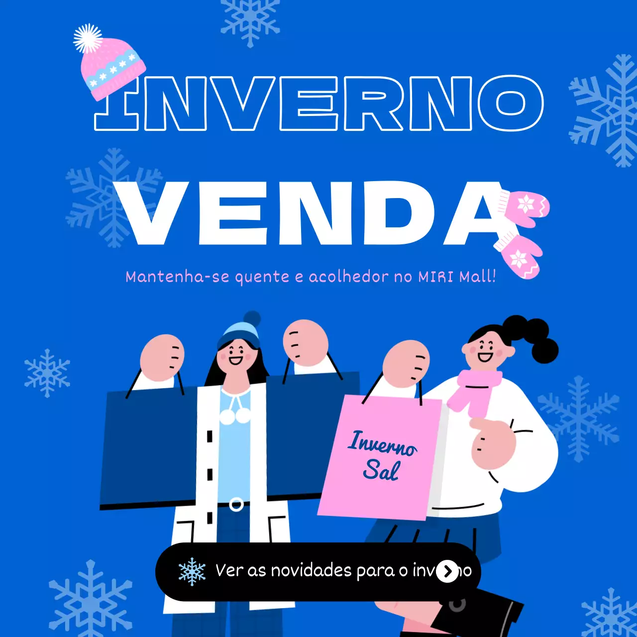 Promover um evento de saldos de inverno kitsch em azul
