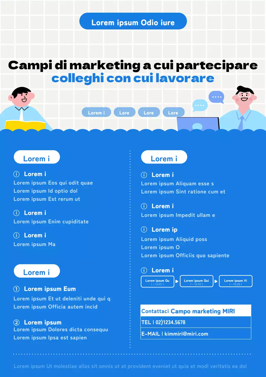 Una semplice guida al reclutamento del campo di marketing in bianco e blu