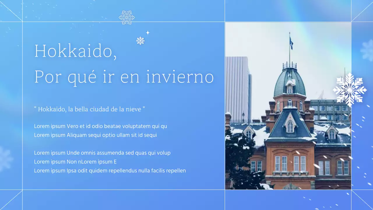 Información invernal sobre Hokkaido, Japón: azul y natural