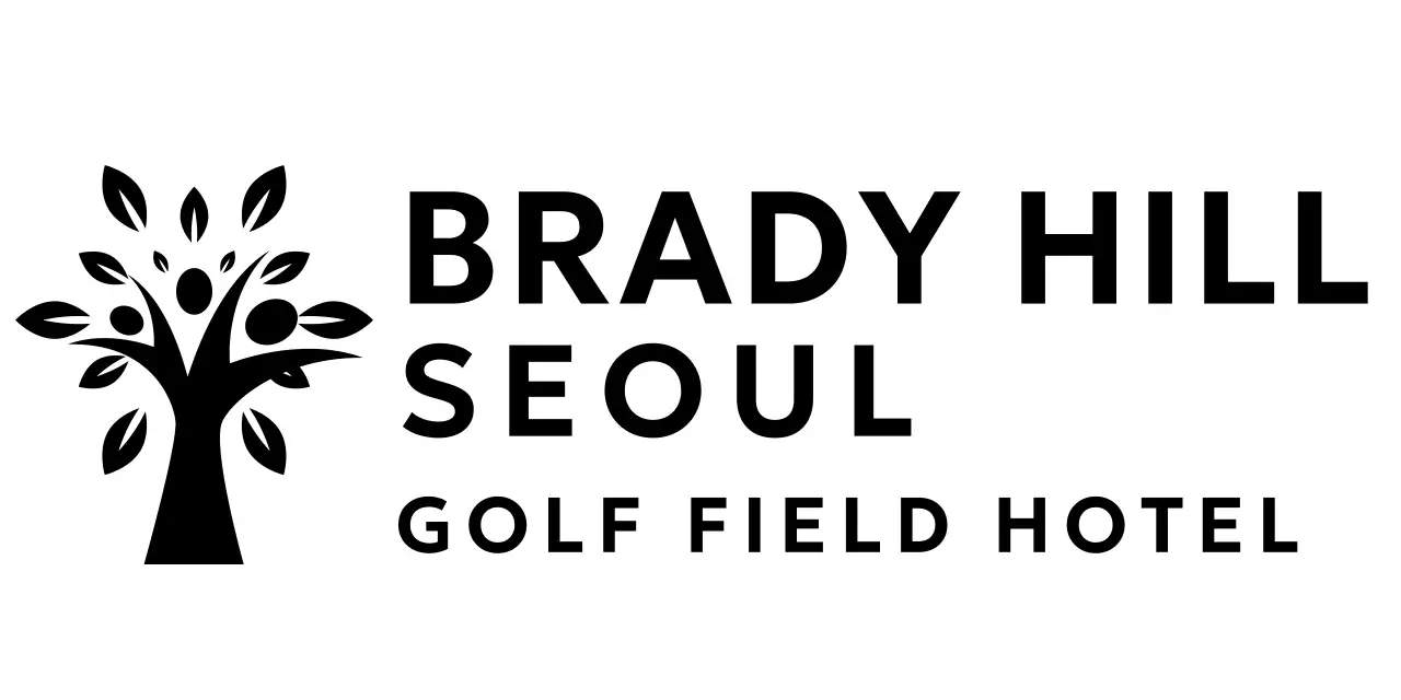 Golf hotel brand logo with tree illustration