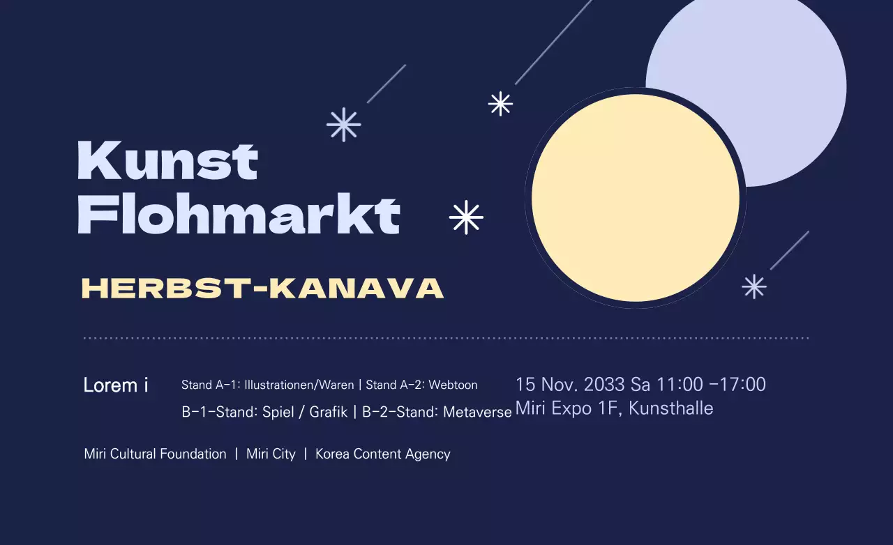 Flohmarkt-Promotion mit Sternschnuppen und Kreisformen