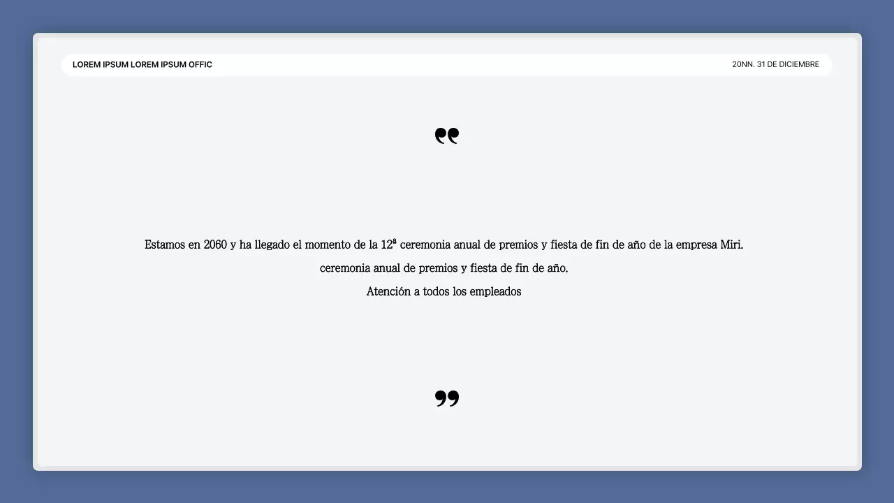 Una sencilla presentación en blanco y azul y un informe de fin de año