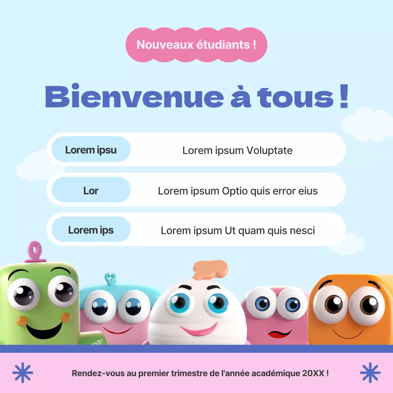 Une palette de couleurs simples, rose et bleu clair, pour présenter le département.