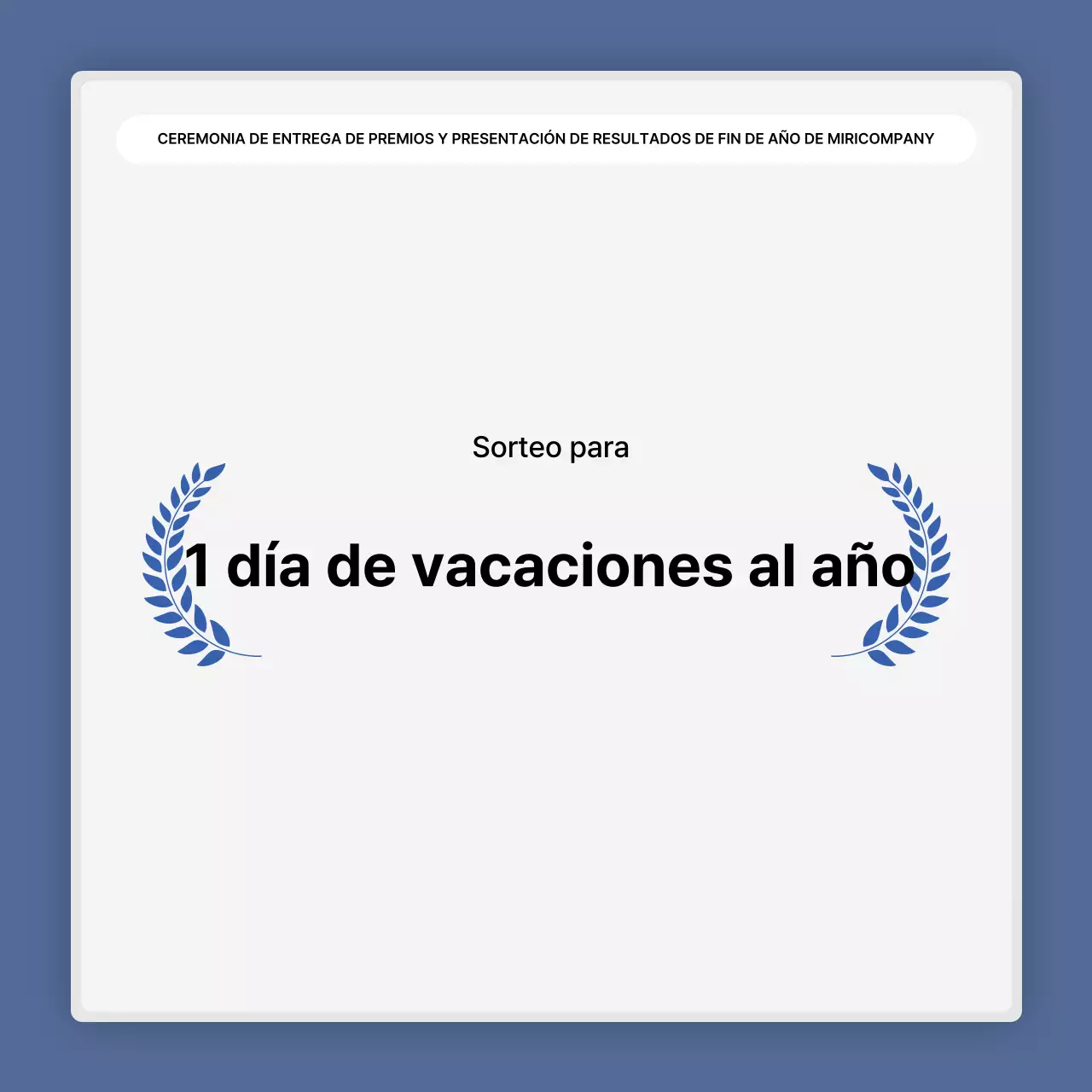Una sencilla presentación en blanco y azul de los resultados y un informe de fin de año.