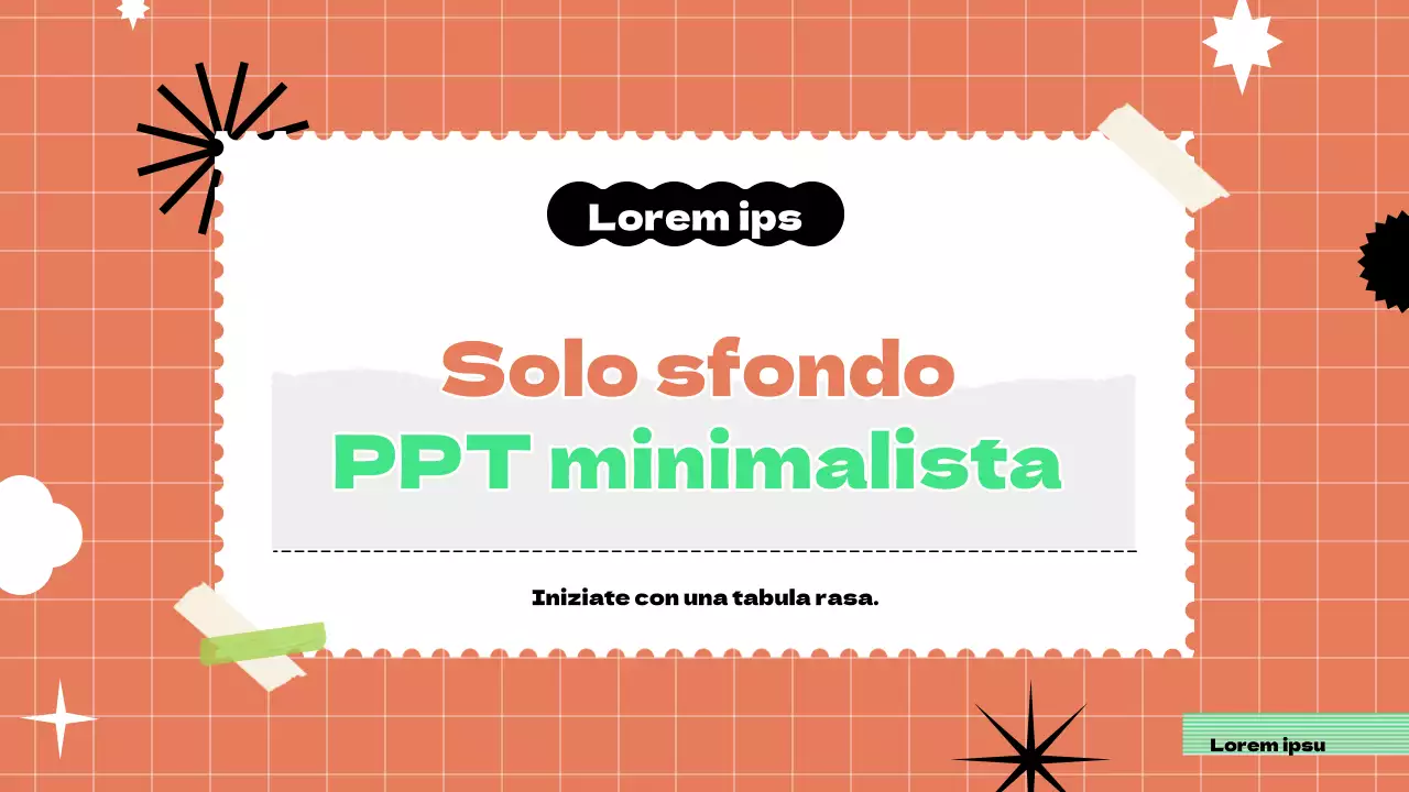 Presentazione strutturata con tonalità di arancio e chartreuse