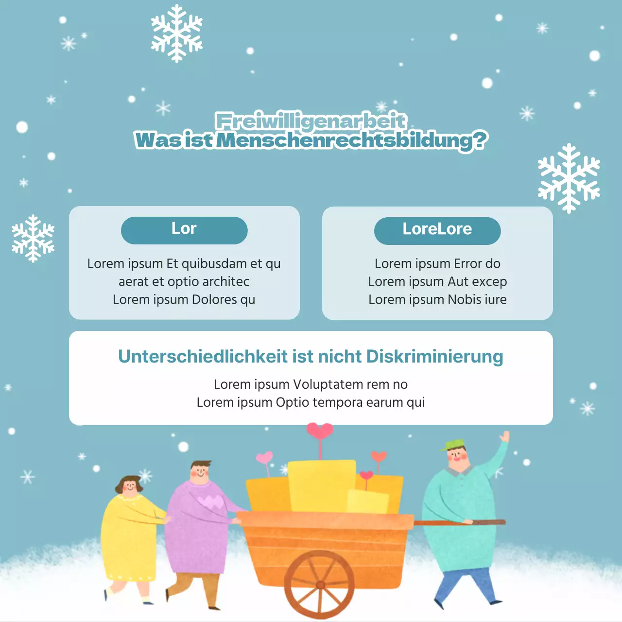 Werben Sie mit Gelb und Hellblau für die Anwerbung von Freiwilligen im Winter.