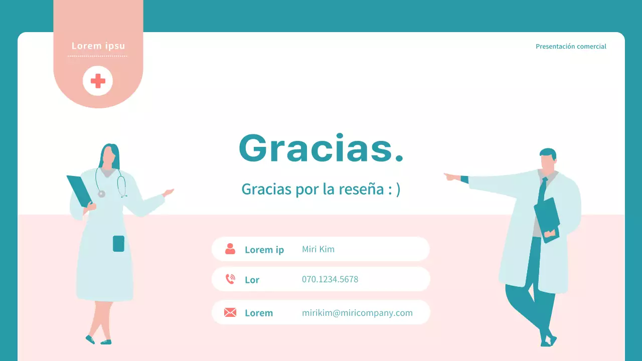 Propuesta sencilla de marketing hospitalario en azul y rojo