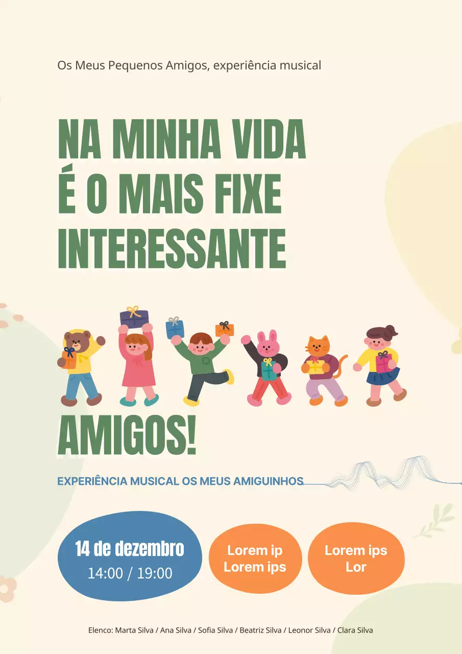 Promover um musical kitsch sobre um fundo amarelo