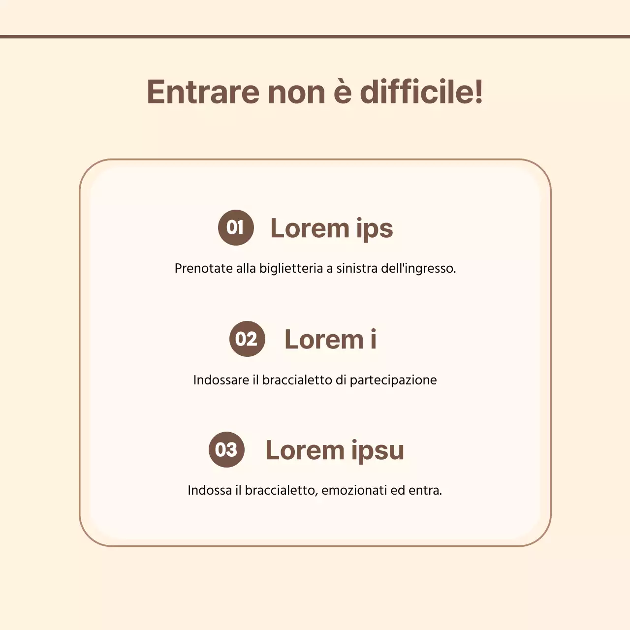Guida all'uso di un centro semplice con sfondo avorio