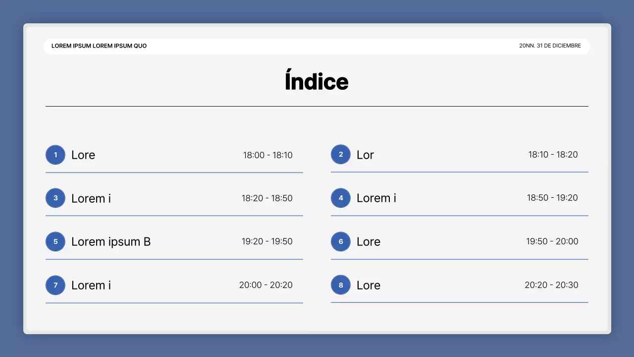 Una sencilla presentación en blanco y azul y un informe de fin de año
