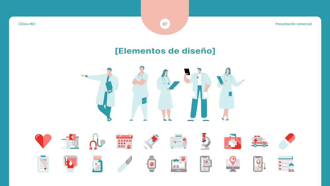 Propuesta sencilla de marketing hospitalario en azul y rojo