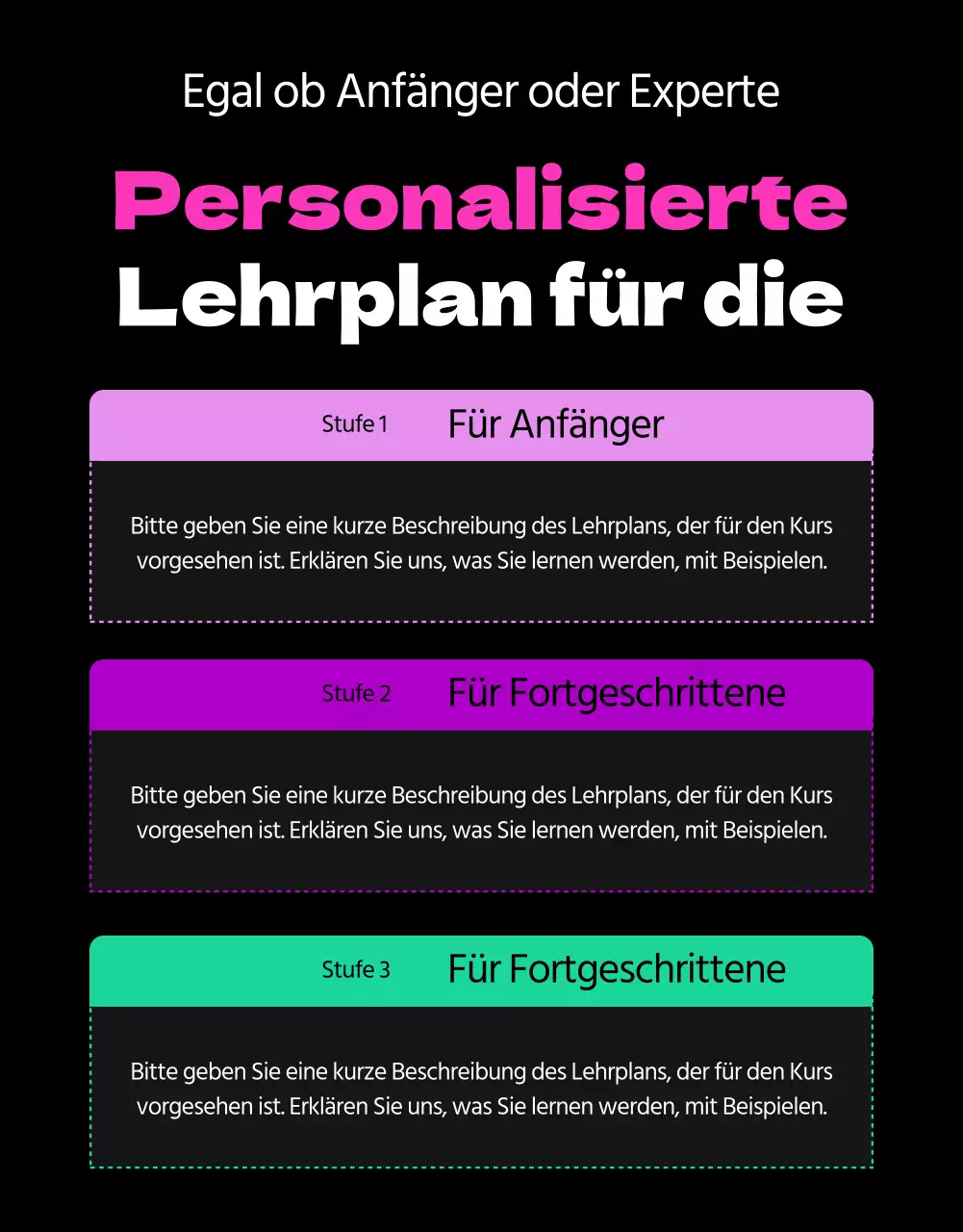 Förderung des Erlernens der englischen Sprache in Schwarz und Rosa