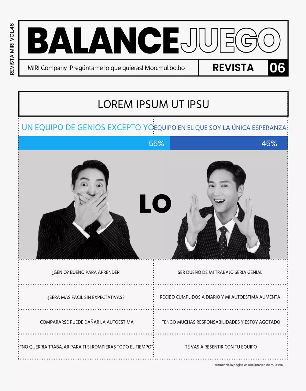 Moderna revista interna de empresa en gris y negro