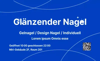 Blauer Nagellack mit Linien und Glitzersternen