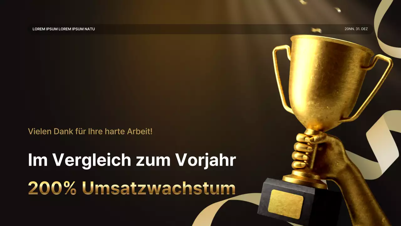 Eine luxuriöse Leistungspräsentation in Gold und Braun und ein Veranstaltungsbericht zum Jahresende