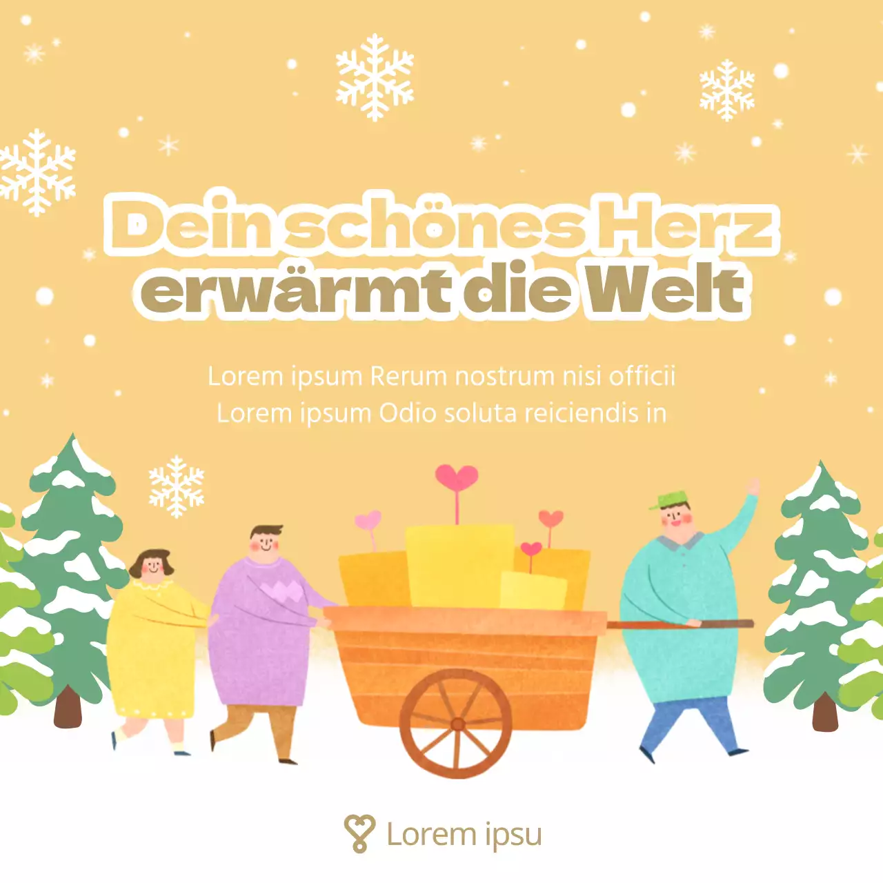 Werben Sie mit Gelb und Hellblau für die Anwerbung von Freiwilligen im Winter.