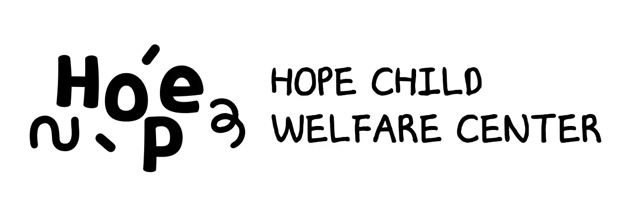 귀여운 일러스트와 폰트가 있는 아동 복지 센터