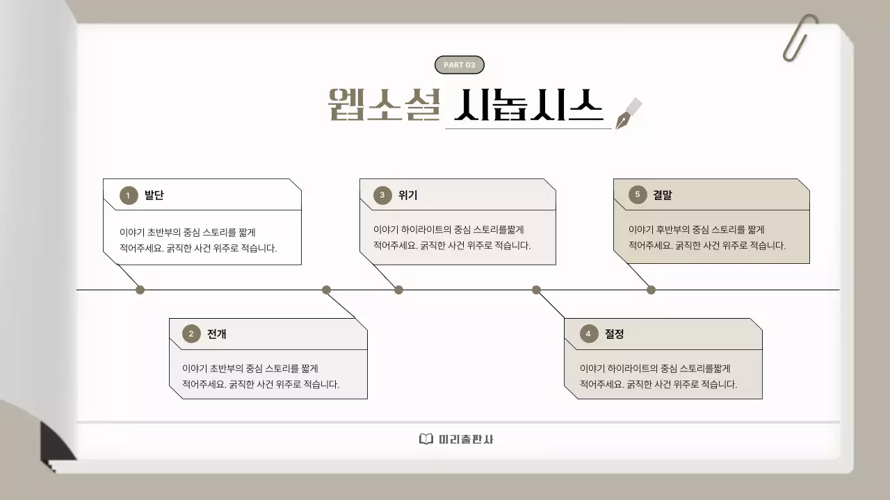 베이지색의 심플한 웹소설 출간기획서 제안서