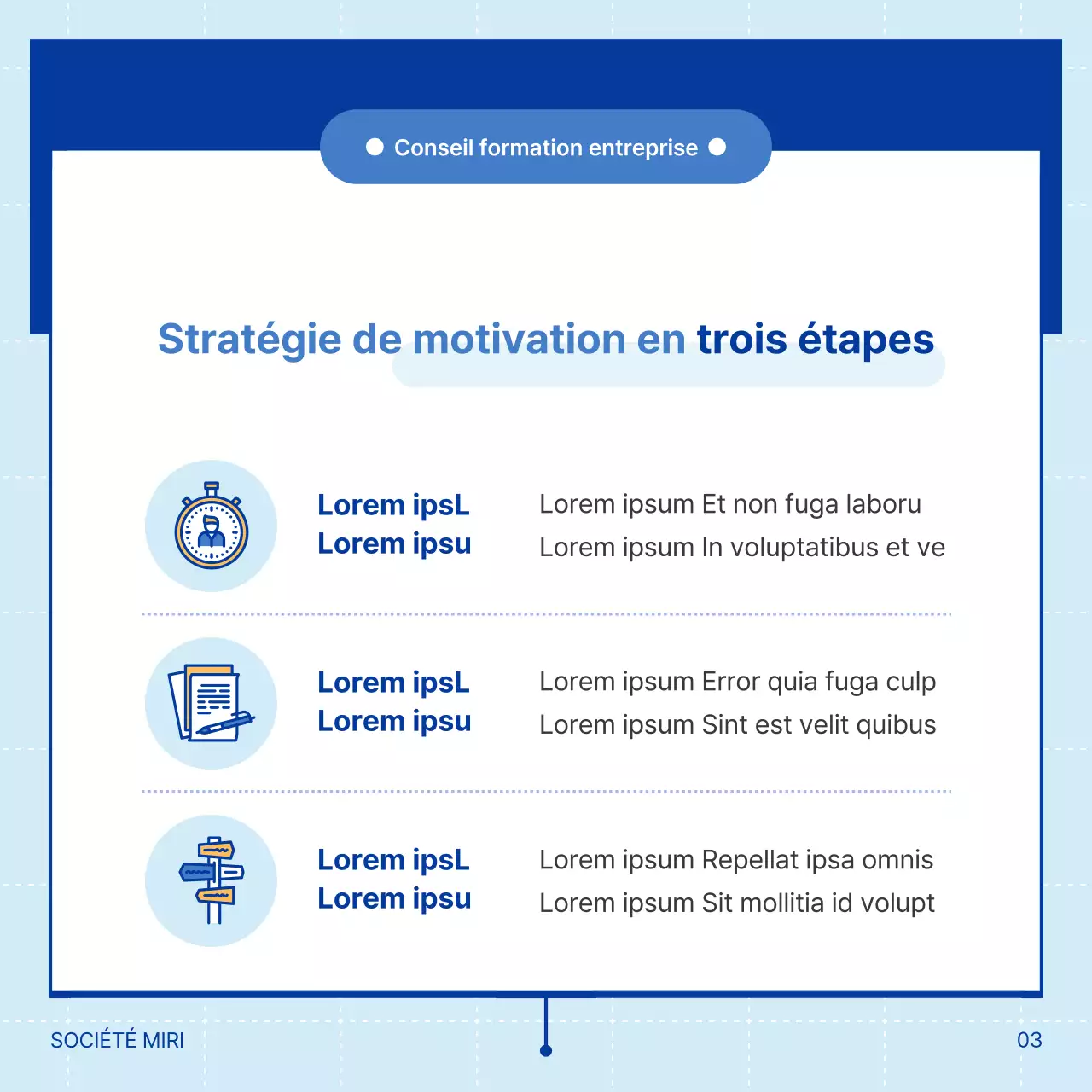 Illustration simple d'un cabinet de conseil en formation d'entreprise en bleu et bleu clair