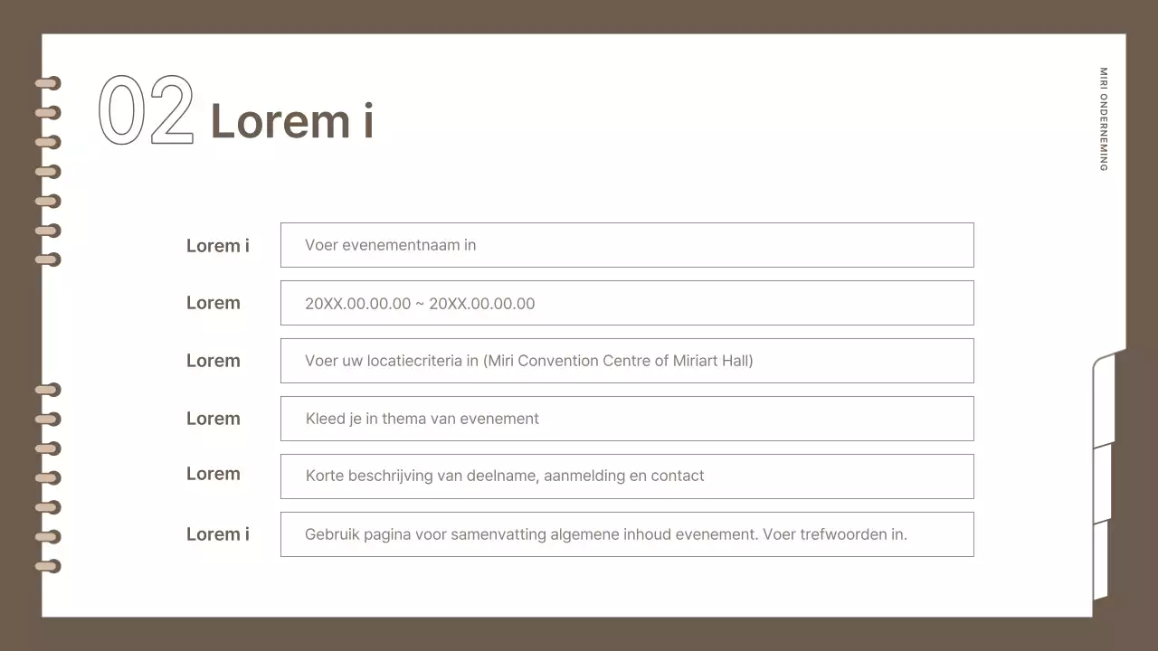 Eenvoudige, gemerkte evenementenplanner in bruin