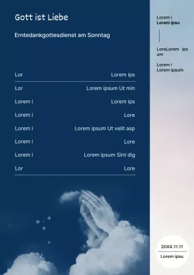 Ein luxuriöses Bulletin für den Sonntagsgottesdienst in Marineblau und Hellblau