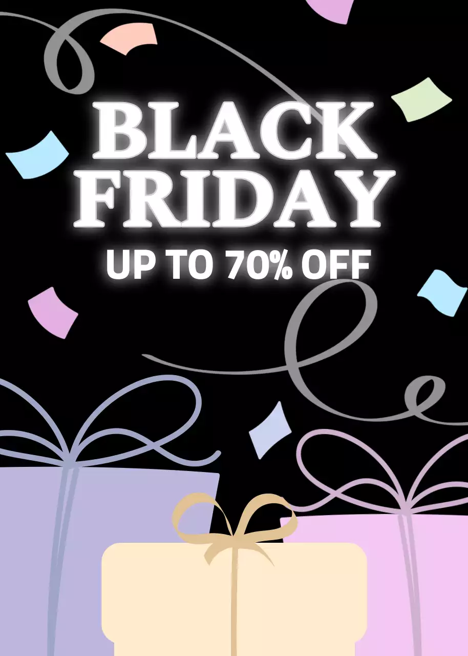 선물상자와 블랙 배경의 블랙프라이데이 쇼핑몰 할인 세일 이벤트