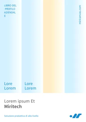 Profilo aziendale di un'azienda manifatturiera minimalista in azzurro e giallo.