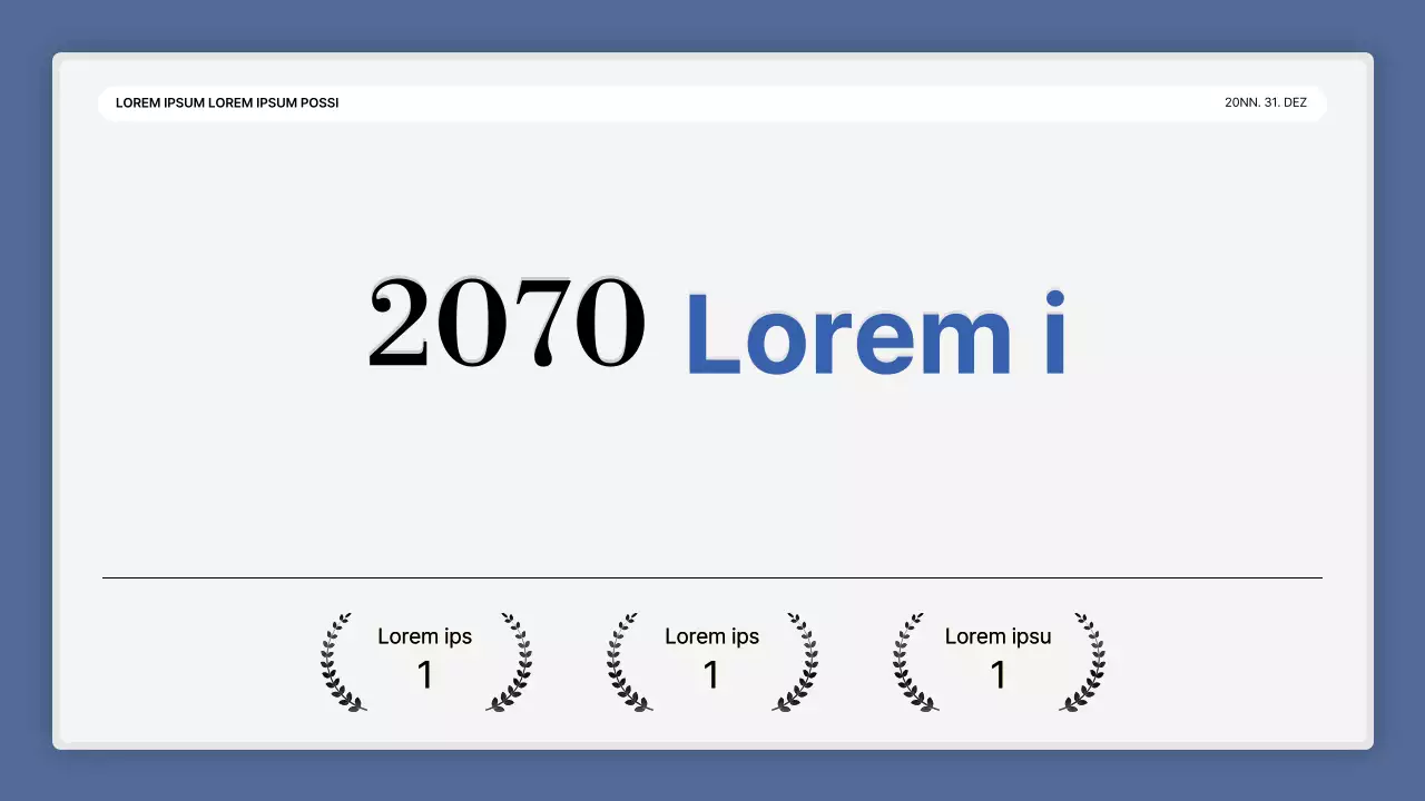 Eine einfache blau-weiße Leistungspräsentation und ein Veranstaltungsbericht zum Jahresende