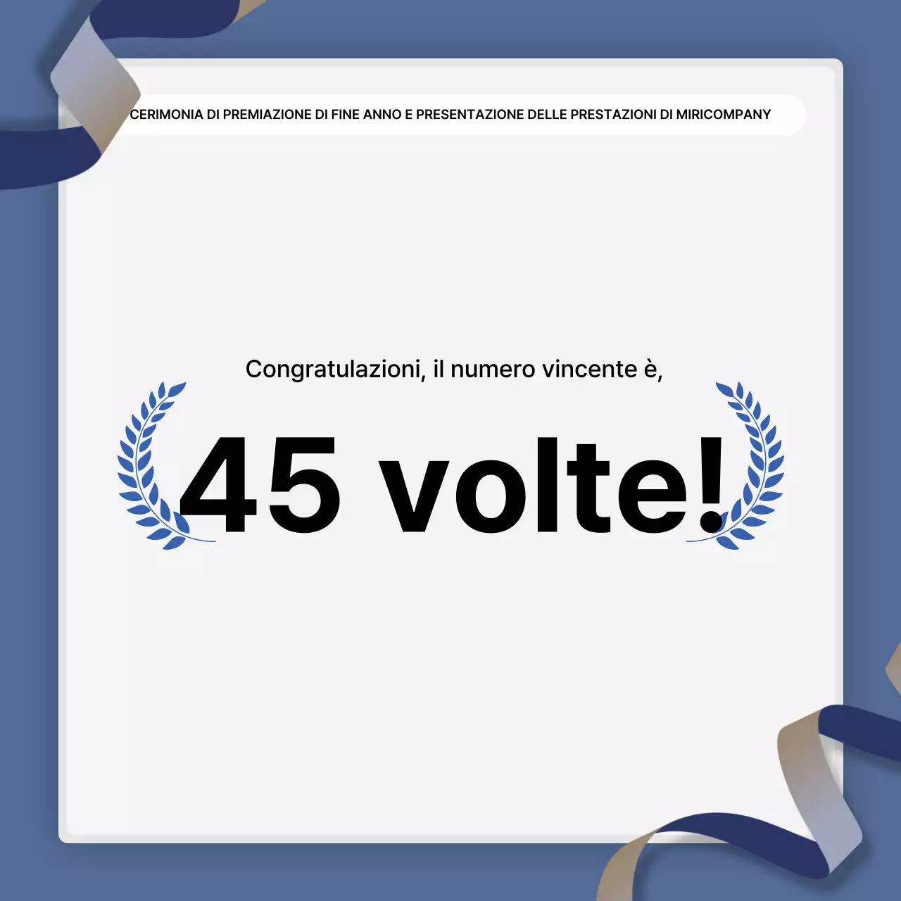 Una semplice presentazione delle prestazioni in bianco e blu e una relazione sull'evento di fine anno