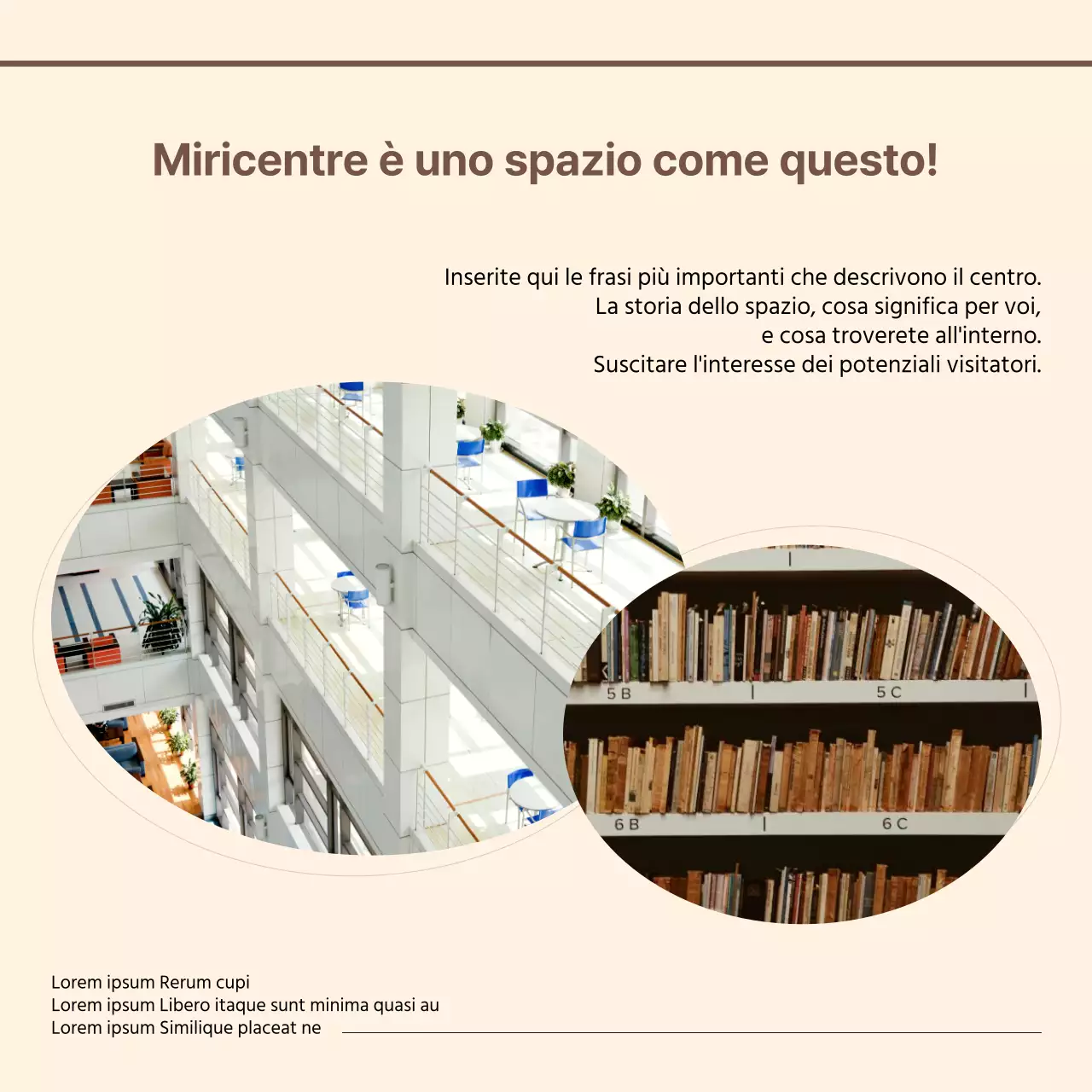 Guida all'uso di un centro semplice con sfondo avorio