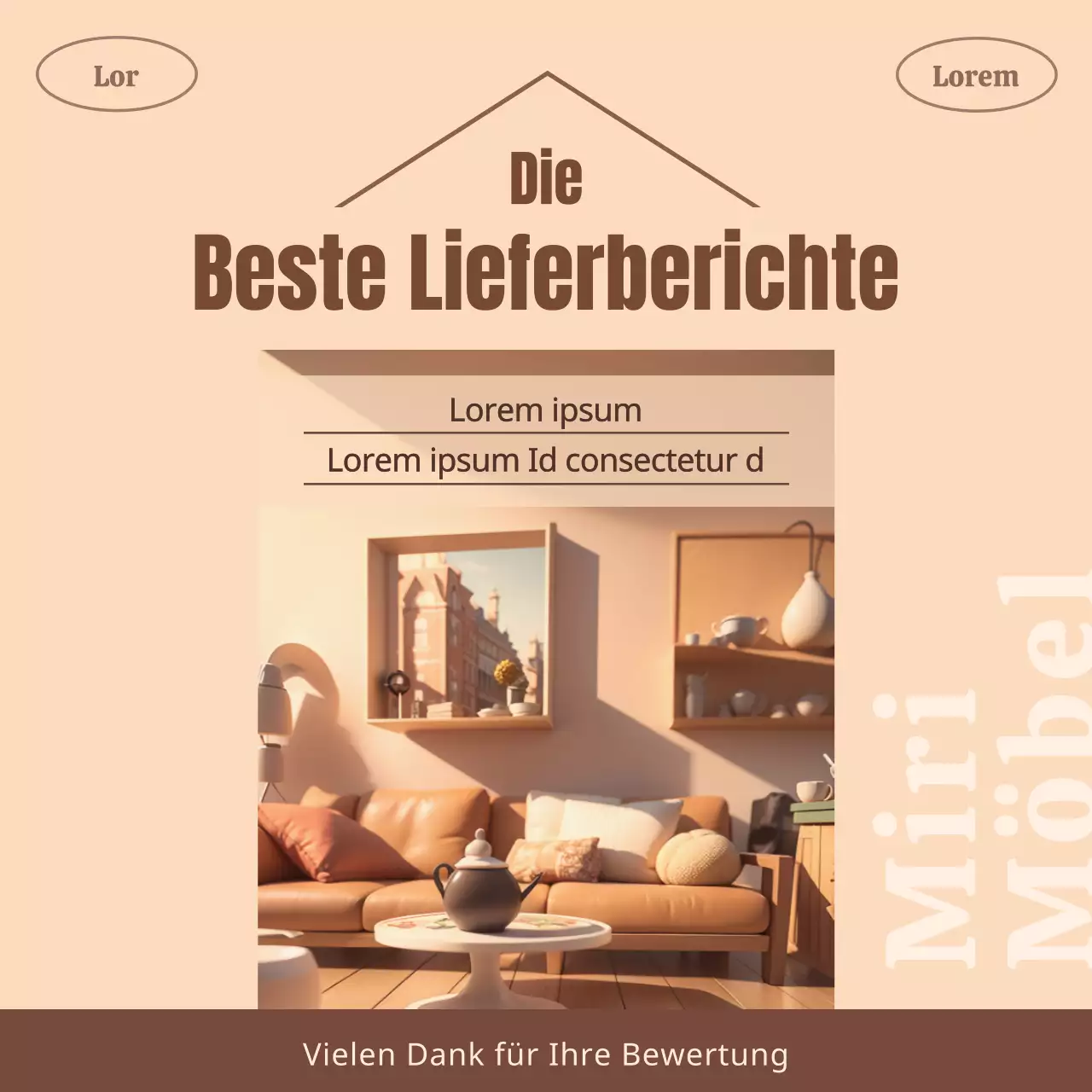 Moderne Lieferanzeige in Beige und Braun