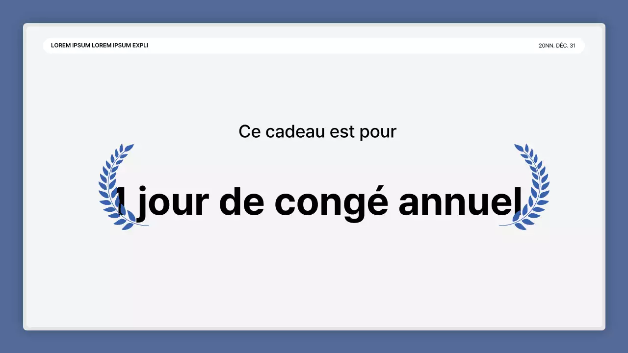 Une simple présentation de performance en bleu et blanc et un rapport sur l'événement de fin d'année
