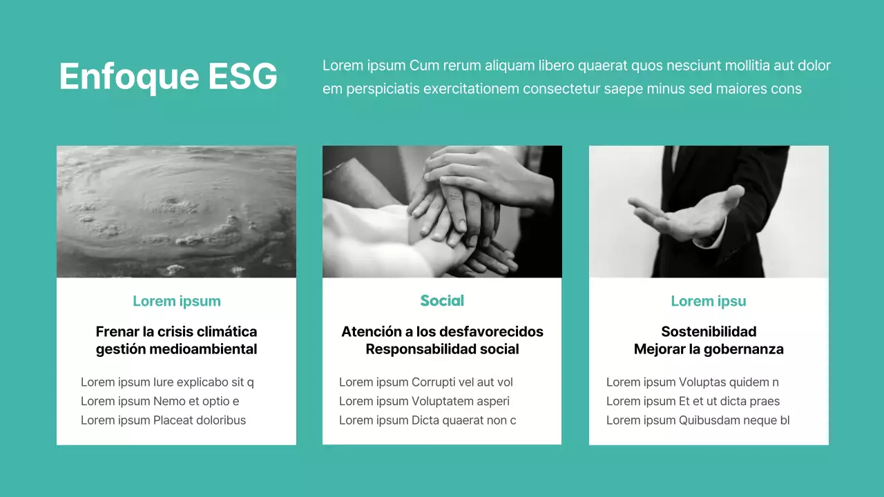 Tacto básico con acento en color menta Informe ESG