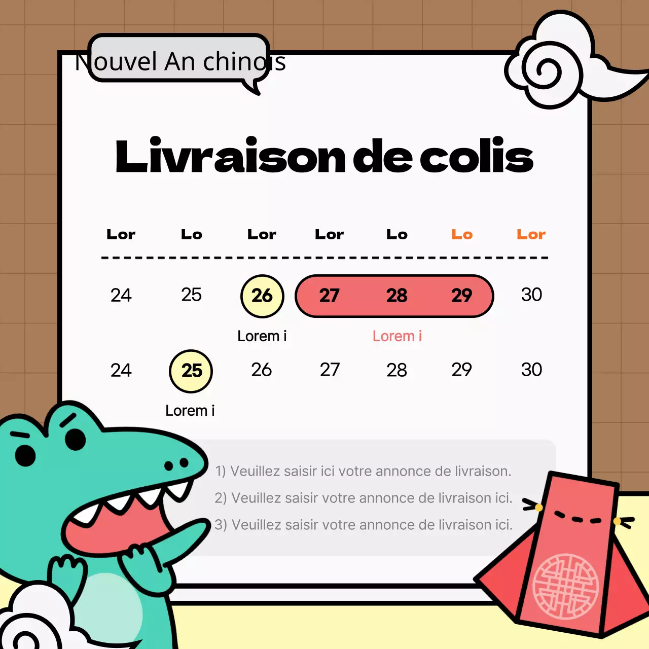 Annonces de médias sociaux de petites entreprises en orange kitsch